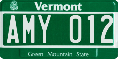 VT license plate AMY012