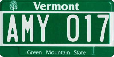 VT license plate AMY017