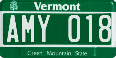 VT license plate AMY018