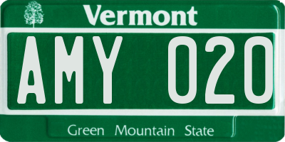 VT license plate AMY020