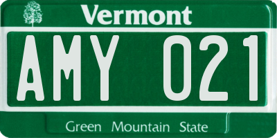 VT license plate AMY021