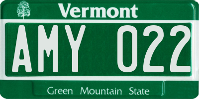 VT license plate AMY022