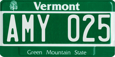 VT license plate AMY025