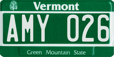 VT license plate AMY026