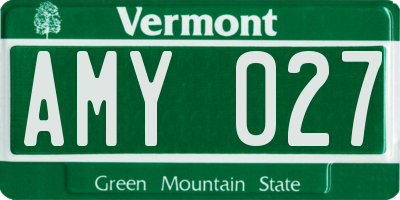 VT license plate AMY027