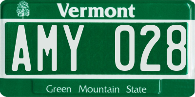 VT license plate AMY028