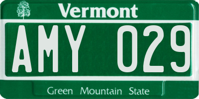 VT license plate AMY029