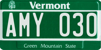 VT license plate AMY030