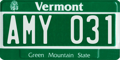 VT license plate AMY031