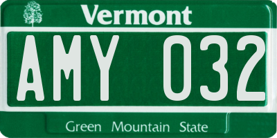 VT license plate AMY032