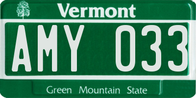 VT license plate AMY033