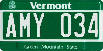 VT license plate AMY034