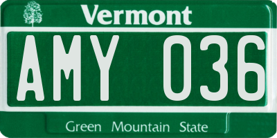 VT license plate AMY036