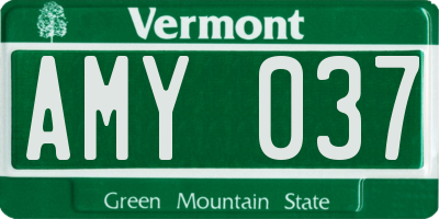 VT license plate AMY037