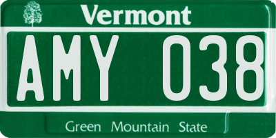 VT license plate AMY038
