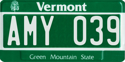 VT license plate AMY039