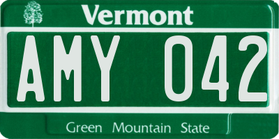 VT license plate AMY042