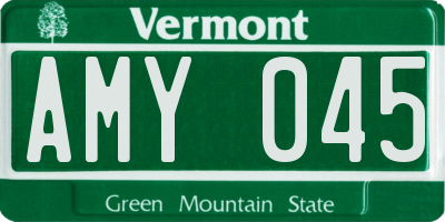 VT license plate AMY045