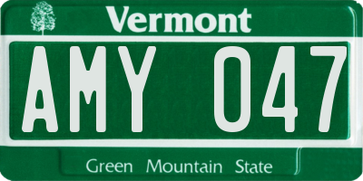 VT license plate AMY047