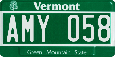 VT license plate AMY058
