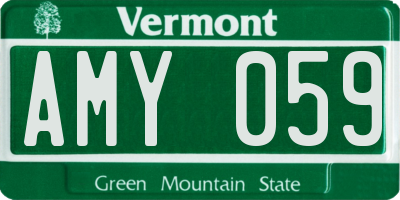 VT license plate AMY059