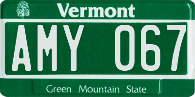 VT license plate AMY067