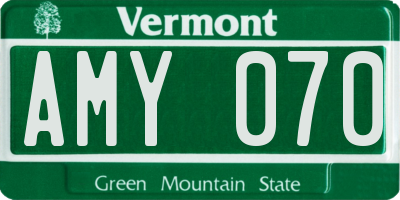 VT license plate AMY070