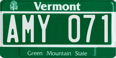 VT license plate AMY071