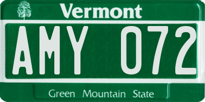 VT license plate AMY072