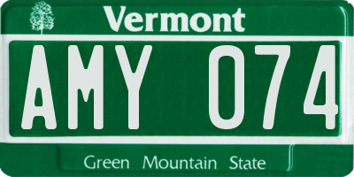 VT license plate AMY074