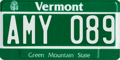VT license plate AMY089