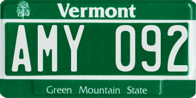 VT license plate AMY092