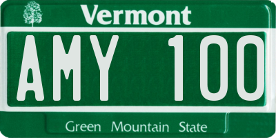 VT license plate AMY100
