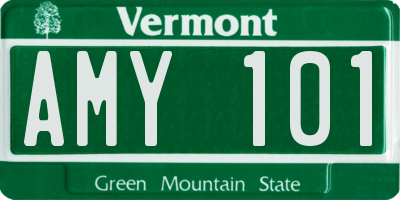 VT license plate AMY101