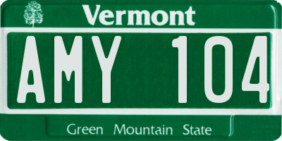 VT license plate AMY104