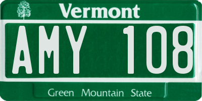 VT license plate AMY108