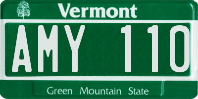 VT license plate AMY110