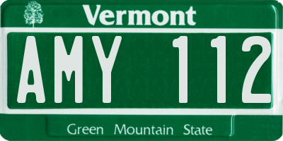 VT license plate AMY112
