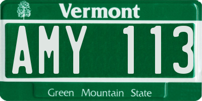 VT license plate AMY113