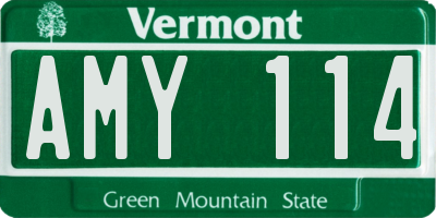 VT license plate AMY114