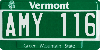 VT license plate AMY116