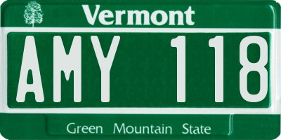 VT license plate AMY118