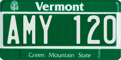VT license plate AMY120