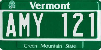 VT license plate AMY121