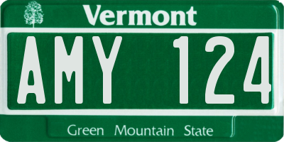 VT license plate AMY124