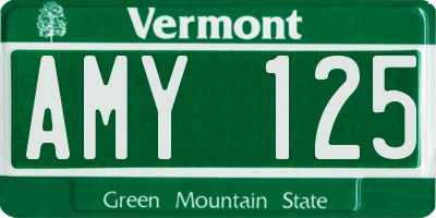 VT license plate AMY125