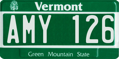 VT license plate AMY126