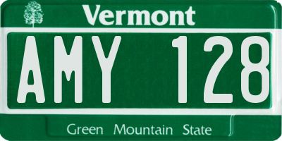 VT license plate AMY128