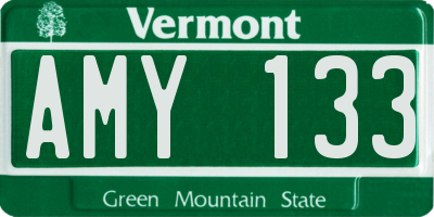 VT license plate AMY133