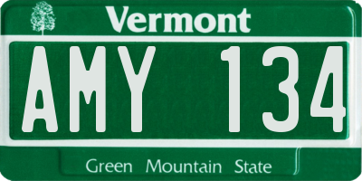 VT license plate AMY134